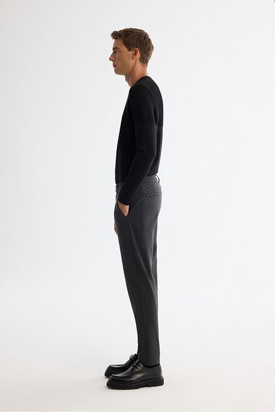 Avva Men's Anthracite Slim Fit Knitted Elastane Trousers with Elastic Sides A42Y3053