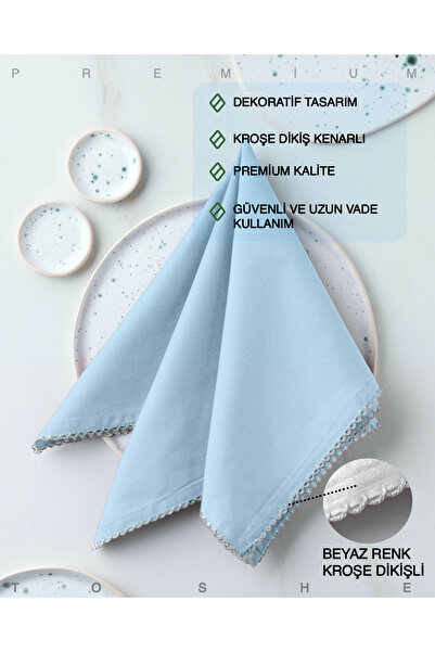 TOSHE 2'li %100 Pamuk Kumaş Peçete Buz Mavi 43x43 Cm Mutfak Bezi Sofra Sunum ...