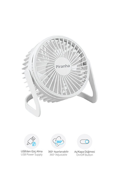 Piranha 5566-B Usb'den Güç Almalı 360° Ayarlanabilir Masaüstü Mini Fan Vantilatör / Kısa Mesafe Kullanımı