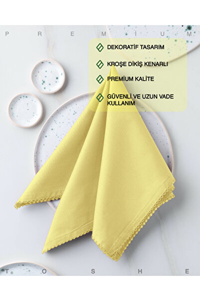 TOSHE 2’li %100 Pamuk Kumaş Peçete Sarı 43x43 Cm Mutfak Bezi Sofra Sunum Serv...