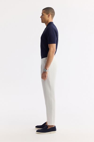 Avva Men's White Carrot Fit Classic Waist Epaulet Detailed Gordion Trousers A51Y3049