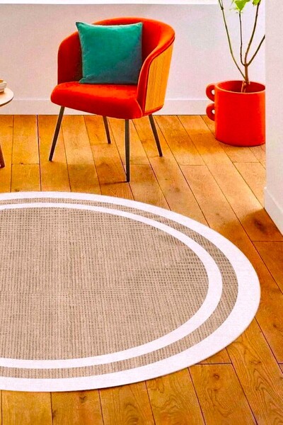 Zeria Home Covor rotund de bucătărie cu aspect de paie de iută anti-alunecare...