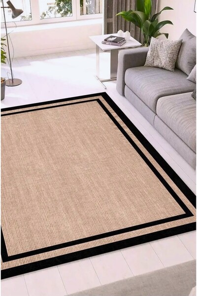 Zeria Home Modern Dijital Baskı Kaymaz Taban Yıkanabilir Jüt Hasır Görünümlü ...