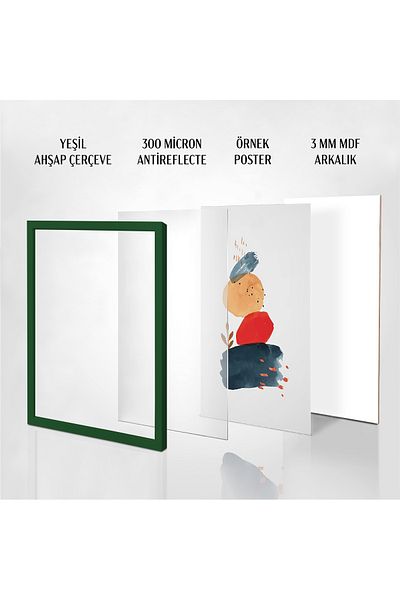 HOMEPACK Quad Green Wood Framed Poster Frame, Blank Frame, 15X21-4Lu-Green-Frame
