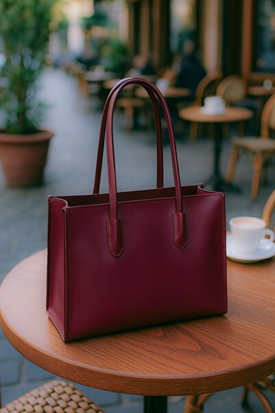 Goldies Bag حقيبة تسوق نسائية باللون الأحمر الكرزي - مصنوعة من الجلد الصناعي،...