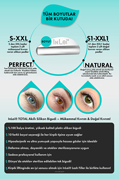 İnLei Total Kirpik Lifting Laminasyon Full Set Silikon Bigudi Pedler 10 Çift