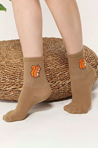 Socks Tunnel Кафяви чорапи с шарки на катерици
