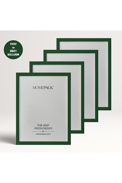 HOMEPACK Quad Green Wood Framed Poster Frame, Blank Frame, 15X21-4Lu-Green-Frame