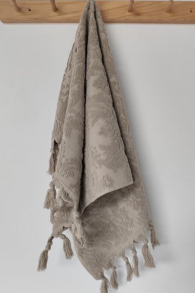 Sevim Authentic Fringed Beige Hand Towel - 50X85 - Stylish and Functional Design
