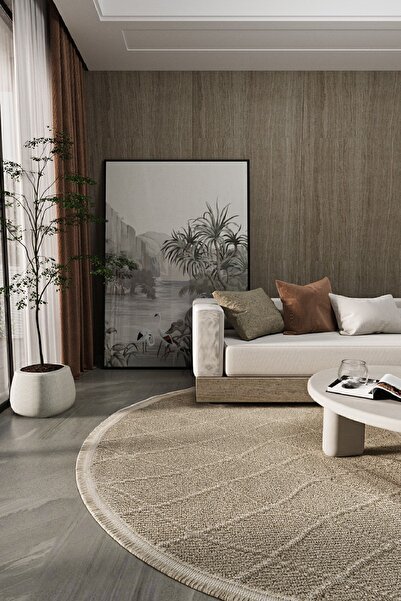 Cool Halı Newyork 3110 Vizon Yumuşak Tuşeli Halı Kilim Salon Antre Hol Yuvarl...