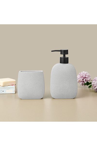Evidea Set dozator de săpun lichid pentru baie Bath Mithra din 2 piese - gri