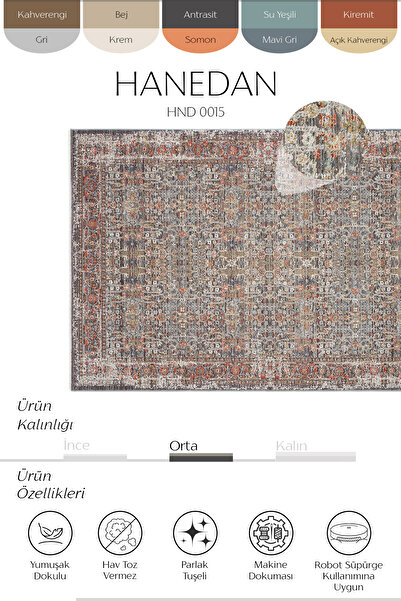 Cool Halı Hanedan Gray Vintage Ethnic Carpet – Classic Patterned Modern Woven Rug for Living Room & Home
