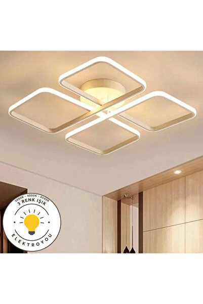Elektroyou Novem Beyaz Plafonyer Ultra Süper 3 Renk Ledli Avize