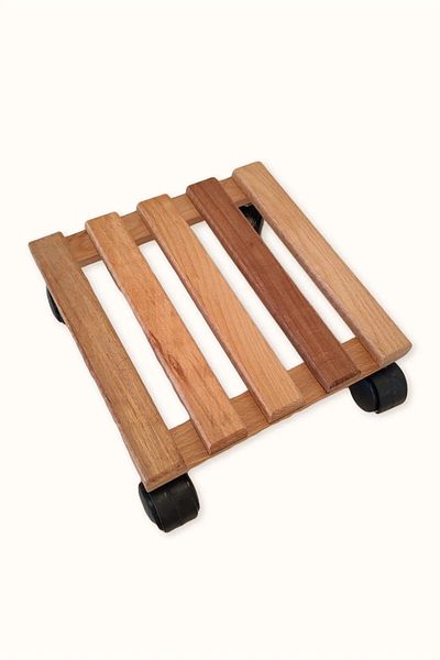 PAKÇAM KERESTE Natural Colored Wooden Board - Wheeled Flower Pot, Flower Pot Tube and Carboy Base