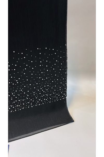Onur Shawl - Evening Dress Hijab Shawl Rhinestone Product Women's Shawl Fashion Luxury Store Safe Shopping (Black)