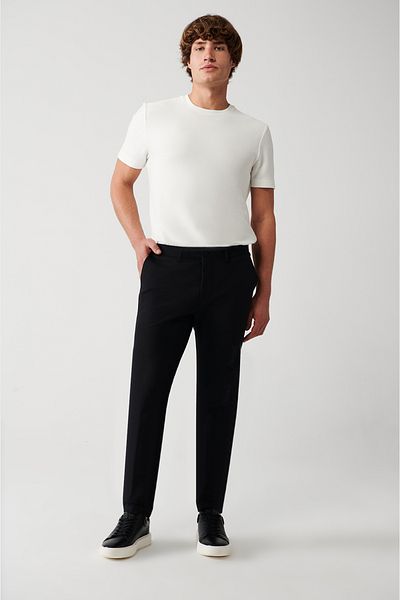 Avva Men's Black Bi-Stretch Side Pocket Chino Pants A31Y3204