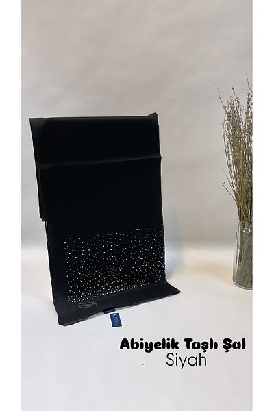 Onur Shawl - Evening Dress Hijab Shawl Rhinestone Product Women's Shawl Fashion Luxury Store Safe Shopping (Black)