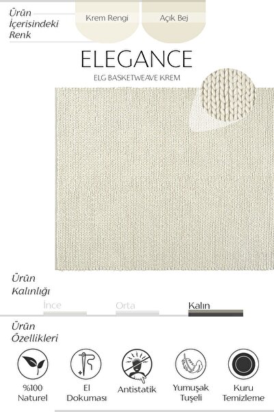 Cool Halı Elegance Krem Yün Halı Natural Salon Halısı Antre Koridor Halı Yolluk El Dokuma Halı örgü el halısı