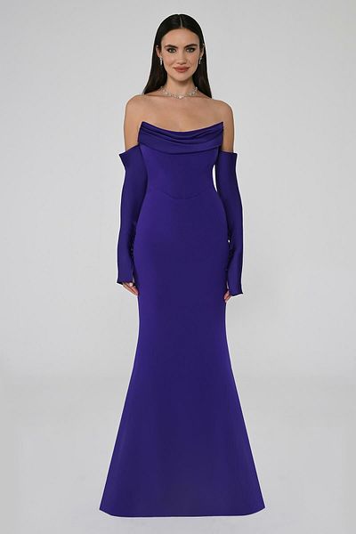 ALFABETA Alfa Beta Strapless Sleeves Fish Cut Long Evening Dress 2246613