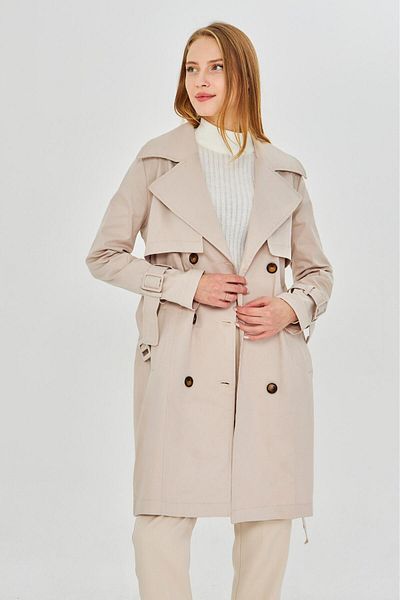 PASTELASTORE Stretchy Cotton Gabardine Midi (95CM) Unlined Women's Trench Coat 1118