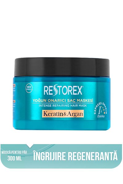 Restorex Mască de îngrijire a părului cu cheratina și argan 300 ml - păr deteriorat și deteriorat cu efect Botox
