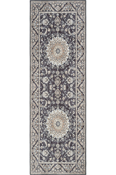 Cool Halı Private Siyah Yolluk Eskitme Göbekli Antre Hol Koridor Halısı Yıkan...