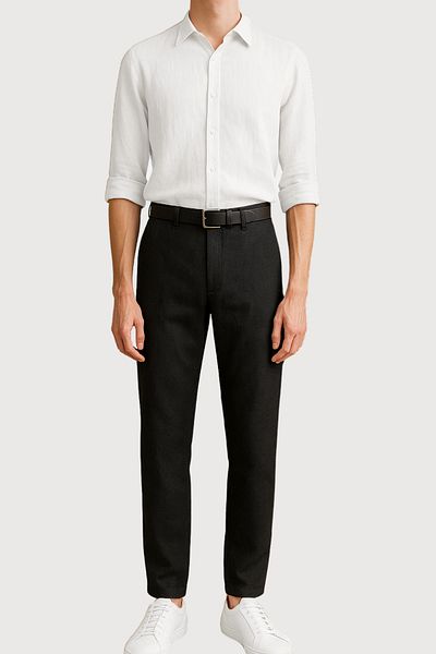 freemen Men's Black Linen Trousers – Breathable, Relaxed Fit Casual Wear -Wide Size Range-