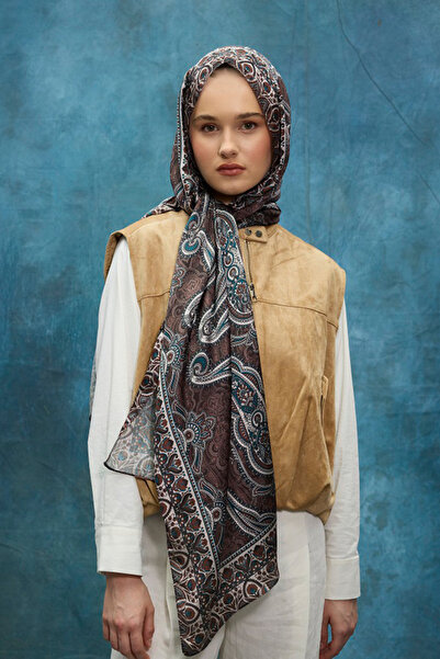 cs camellia scarf Κρυστάλλινο Σάλι - Πικρό Καφέ