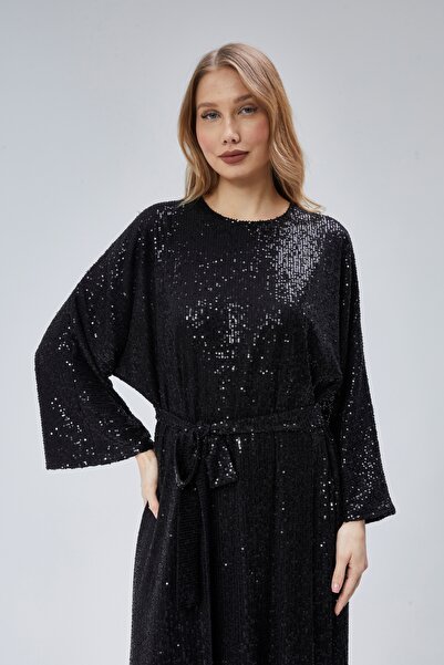 Asees Women's Evening Dress and Graduation Bat Sleeve Flounced Hijab Evening Dress