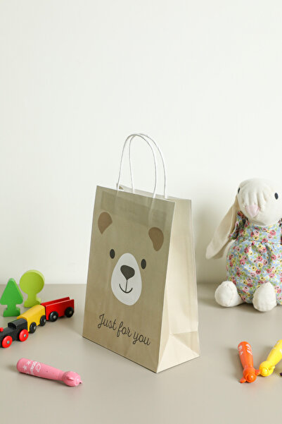 Sarkap 3'lü 19x26 Ayıcık Model Kraft Kağıt Poşet Çanta