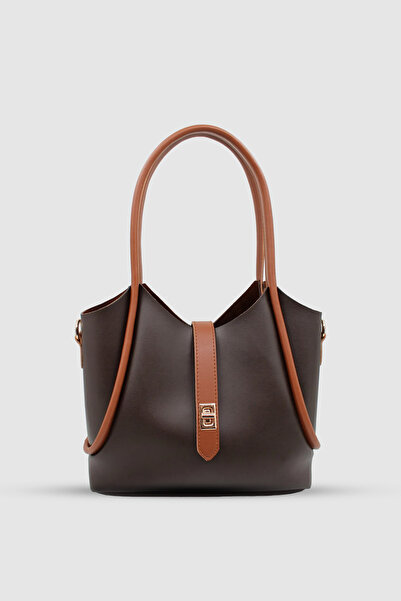 Wuclo Teyla Buckle Puppy Hand, Arm and Crossbody Bag Bitter Brown-Tan