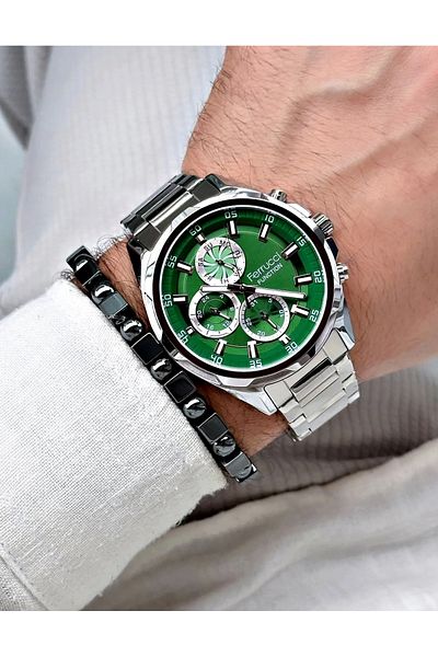 Ferrucci Funciton Green Dial Active Function Men Wrist Watch 3 Atm Water Resistance