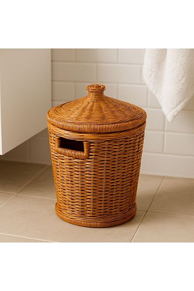 Qerhome 3-Piece Lid Wicker Conical Multi-Purpose Organizer Basket