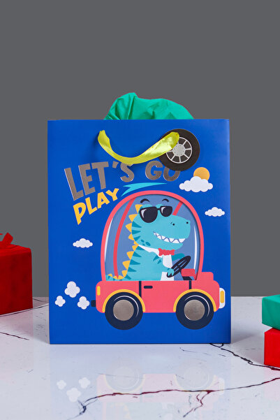 Sarkap Home Özel Tasarım Mavi Araba Model Hediyelik Karton Çanta