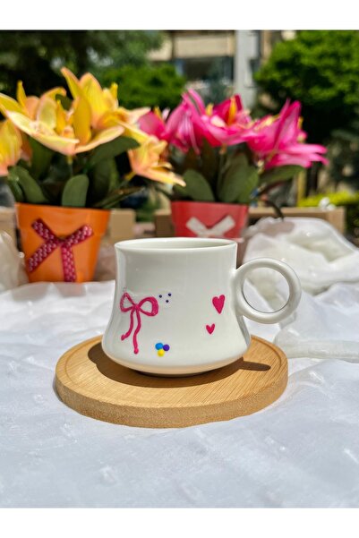 Flossy Design فنجان قهوة، فنجان بشريط واحد، شمعة ديزي هدية، فنجان هدية