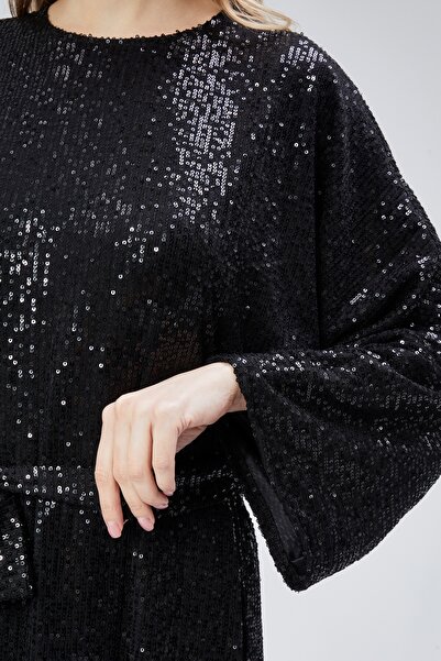 Asees Women's Evening Dress and Graduation Bat Sleeve Flounced Hijab Evening Dress