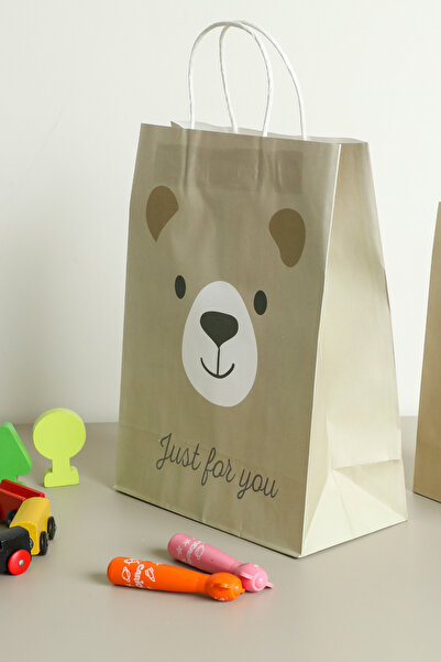 Sarkap 3'lü 26x33 Ayıcık Model Kraft Kağıt Poşet Çanta