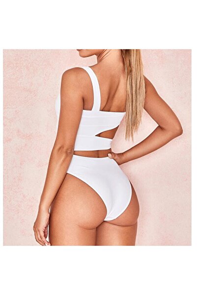 Ladyrosi Custom Design Unassisted Coated White V-Cut Swimsuit