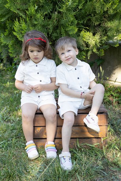 Sarebaby Muslin Baby Set Summer Shorts Shirt Set Ecru Color