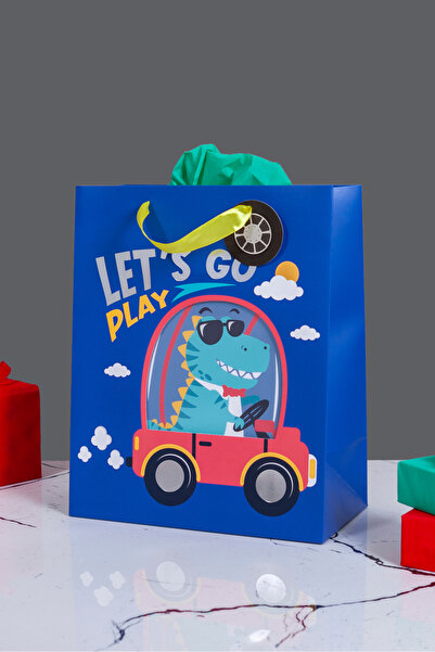 Sarkap Home Özel Tasarım Mavi Araba Model Hediyelik Karton Çanta