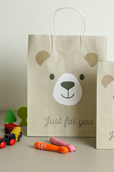 Sarkap 3'lü 26x33 Ayıcık Model Kraft Kağıt Poşet Çanta