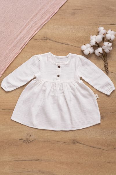 Sarebaby Muslin Summer Baby Dress Ecru Color