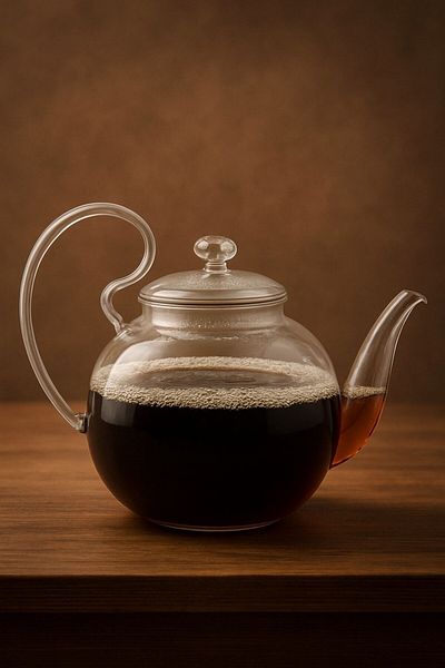 Senin Dükkanın Borosilicate Glass Teapot and Glass Warmer Set with Lilies Non-Drop Lid 800ml