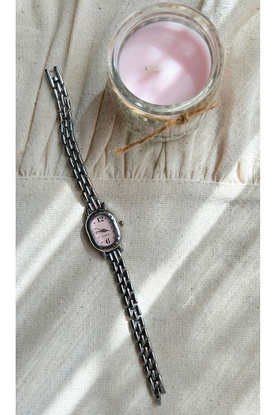 QUARTZ Minimal Metal Band Women's Wristwatch Silver Color
