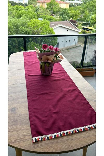 homease Velvet Textured Rectangular Suede Runner |   Decorative Runner with Tassel Edge Detail (44*145)