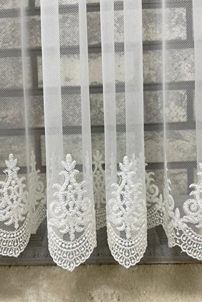 Perde Pendik Hem Embroidered Arne Pattern Honeycomb Floor Does Not Like Iron Grecian Tulle Curtain Close Pleat