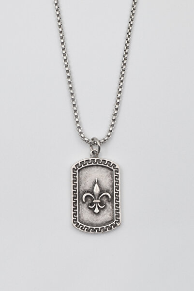 Bu Farklı Fleur-de-lis Zambak Künye Kolye - Örme İthal Zincirli Unisex Gümüş ...