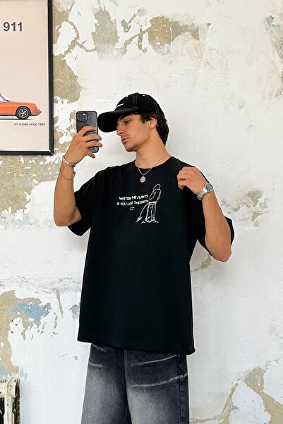 Flaw Wear Μπλουζάκι Peeing Zone oversized με τύπωμα Μαύρο