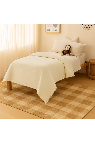 Bhoota Home Tek Kişilik 4 Katlı Müslin %100 Organik Pamuk Yatak Örtüsü Seti, Nefes Alabilen Kumaş 175x230