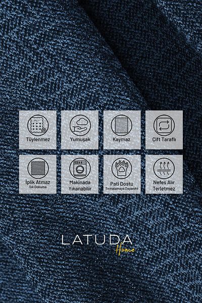 Latuda Home Husa de scaun Zenit 175x215 Mediu Decorativ Jacquard Chenille |   Husa canapea |   Anti-alunecare, albastru noapte